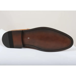 Men's Slip On Suede Leather Lined Chelsea Boots - Tan - Dolcetto - 35
