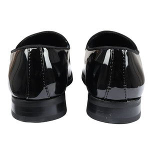 Men's Slip On Tassel Velvet Detailed Patent Loafers - Black - Dolcetto - 10