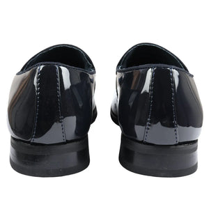 Men's Slip On Tassel Velvet Detailed Patent Loafers - Navy - Dolcetto - 4
