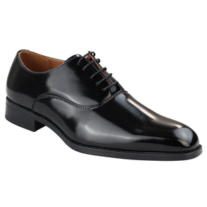 Mens Smart Formal Patent Oxford Shoes Shiny Laced Classic Round Toe Dress - Black - Elong - 3