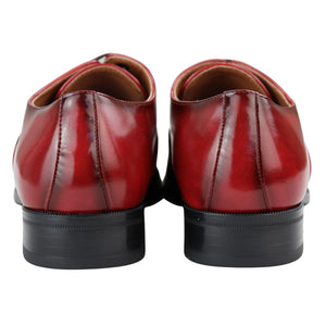 Mens Smart Formal Patent Oxford Shoes Shiny Laced Classic Round Toe Dress - Red - Elong - 10