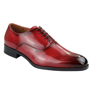 Mens Smart Formal Patent Oxford Shoes Shiny Laced Classic Round Toe Dress - Red - Elong - 9