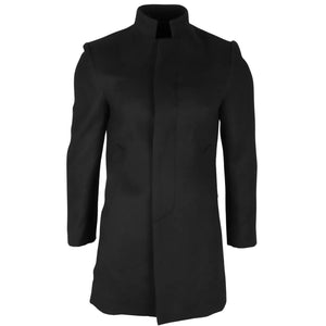 Płaszcz męski z domieszką wełny ze stójką - Czarny - TruClothing.com - 3