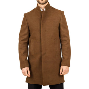 Płaszcz męski z domieszką wełny ze stójką - Brązowy - TruClothing.com - 15