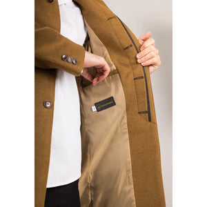 Płaszcz męski z domieszką wełny ze stójką - Jasnobrązowy - TruClothing.com - 13