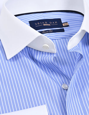 Camisa Formal Azul de Hombre con Cuello Contrastante a Rayas - Brian Oak - 2