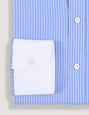 Camisa Formal Azul de Hombre con Cuello Contrastante a Rayas - Brian Oak - 4