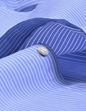 Camisa Formal Azul de Hombre con Cuello Contrastante a Rayas - Brian Oak - 5
