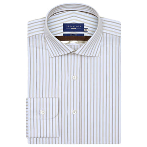 Cămașă elegantă pentru bărbați cu dungi din twill – Bej - Brian Oak - 1