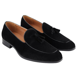 Mocassini da Uomo Scarpe in Pelle Scamosciata con Nappine Casual Elegante - Nero - Elong - 12