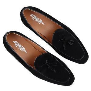 Mocassini da Uomo Scarpe in Pelle Scamosciata con Nappine Casual Elegante - Nero - Elong - 15