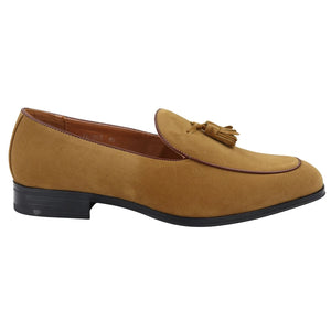 Mocassini da Uomo Scarpe in Pelle Scamosciata con Nappine Casual Elegante - Cammello - Elong - 6