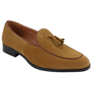 Mocassini da Uomo Scarpe in Pelle Scamosciata con Nappine Casual Elegante - Cammello - Elong - 8