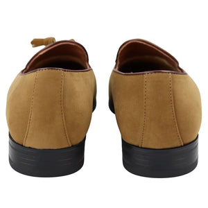 Mocassini da Uomo Scarpe in Pelle Scamosciata con Nappine Casual Elegante - Cammello - Elong - 9