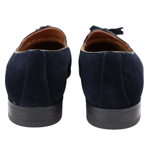 Mocassini da Uomo Scarpe in Pelle Scamosciata con Nappine Casual Elegante - Blu Scuro - Elong - 4