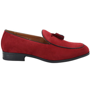 Mocassini da Uomo Scarpe in Pelle Scamosciata con Nappine Casual Elegante - Rosso - Elong - 16