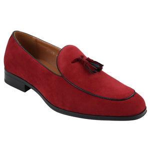 Mocassini da Uomo Scarpe in Pelle Scamosciata con Nappine Casual Elegante - Rosso - Elong - 18