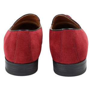 Mocassini da Uomo Scarpe in Pelle Scamosciata con Nappine Casual Elegante - Rosso - Elong - 19