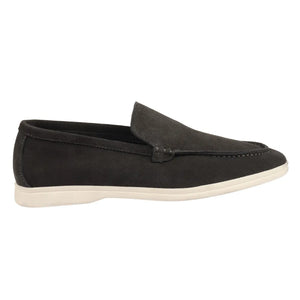 Men's Suede Slip On Comfort Fit Loafers - Black - Dolcetto - 20