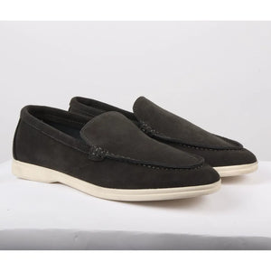 Men's Suede Slip On Comfort Fit Loafers - Black - Dolcetto - 21