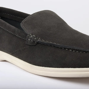 Men's Suede Slip On Comfort Fit Loafers - Black - Dolcetto - 22