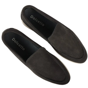 Men's Suede Slip On Comfort Fit Loafers - Black - Dolcetto - 24
