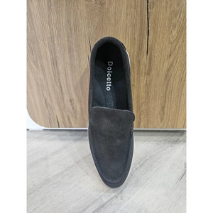 Men's Suede Slip On Comfort Fit Loafers - Black - Dolcetto - 25