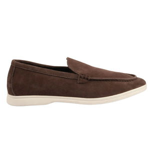 Men's Suede Slip On Comfort Fit Loafers - Brown - Dolcetto - 8