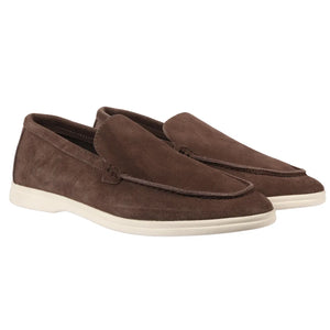 Men's Suede Slip On Comfort Fit Loafers - Brown - Dolcetto - 9