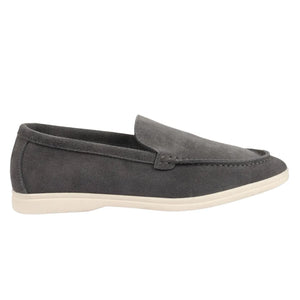 Men's Suede Slip On Comfort Fit Loafers - Grey - Dolcetto - 1