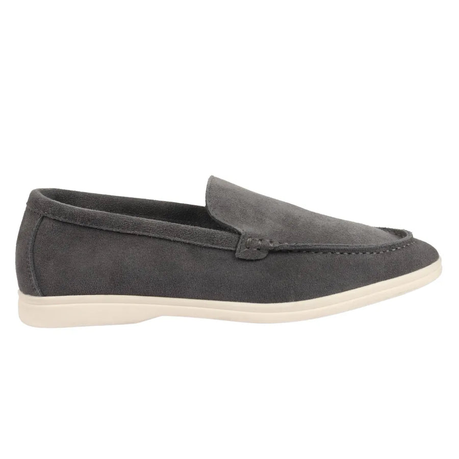 Men's Suede Slip On Comfort Fit Loafers - Grey - Dolcetto - 1