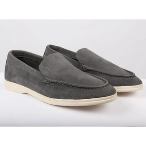 Men's Suede Slip On Comfort Fit Loafers - Grey - Dolcetto - 2