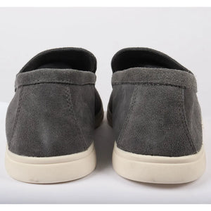 Men's Suede Slip On Comfort Fit Loafers - Grey - Dolcetto - 4