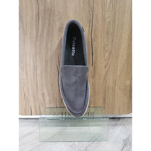 Men's Suede Slip On Comfort Fit Loafers - Grey - Dolcetto - 5