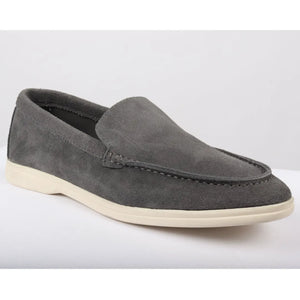 Men's Suede Slip On Comfort Fit Loafers - Grey - Dolcetto - 6