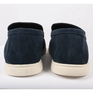 Men's Suede Slip On Comfort Fit Loafers - Navy - Dolcetto - 17