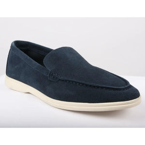 Men's Suede Slip On Comfort Fit Loafers - Navy - Dolcetto - 18