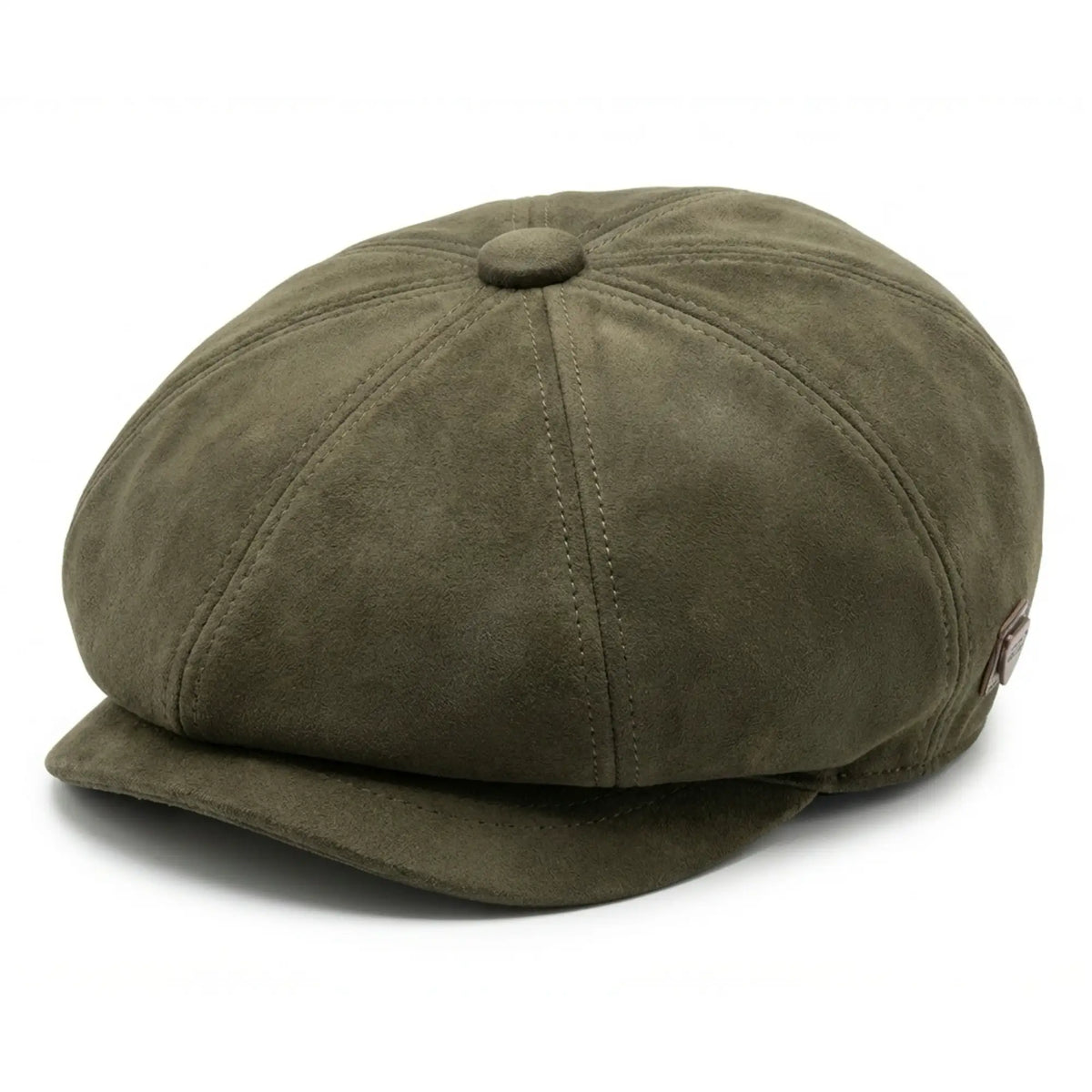Men's Suede Vintage 8-Panel Classic Gatsby Baker Boy Hat - Olive - TruClothing.com - 1