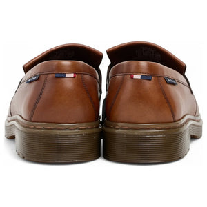 Męskie jasnobrązowe skórzane mokasyny z chwostami i grubą podeszwą - Ben Sherman - 6