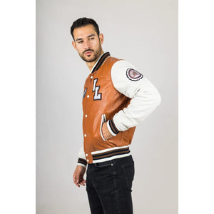 Jasnobrązowa skórzana kurtka bomber męska - Infinity Leather - 4