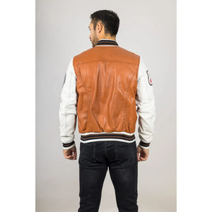 Jasnobrązowa skórzana kurtka bomber męska - Infinity Leather - 7