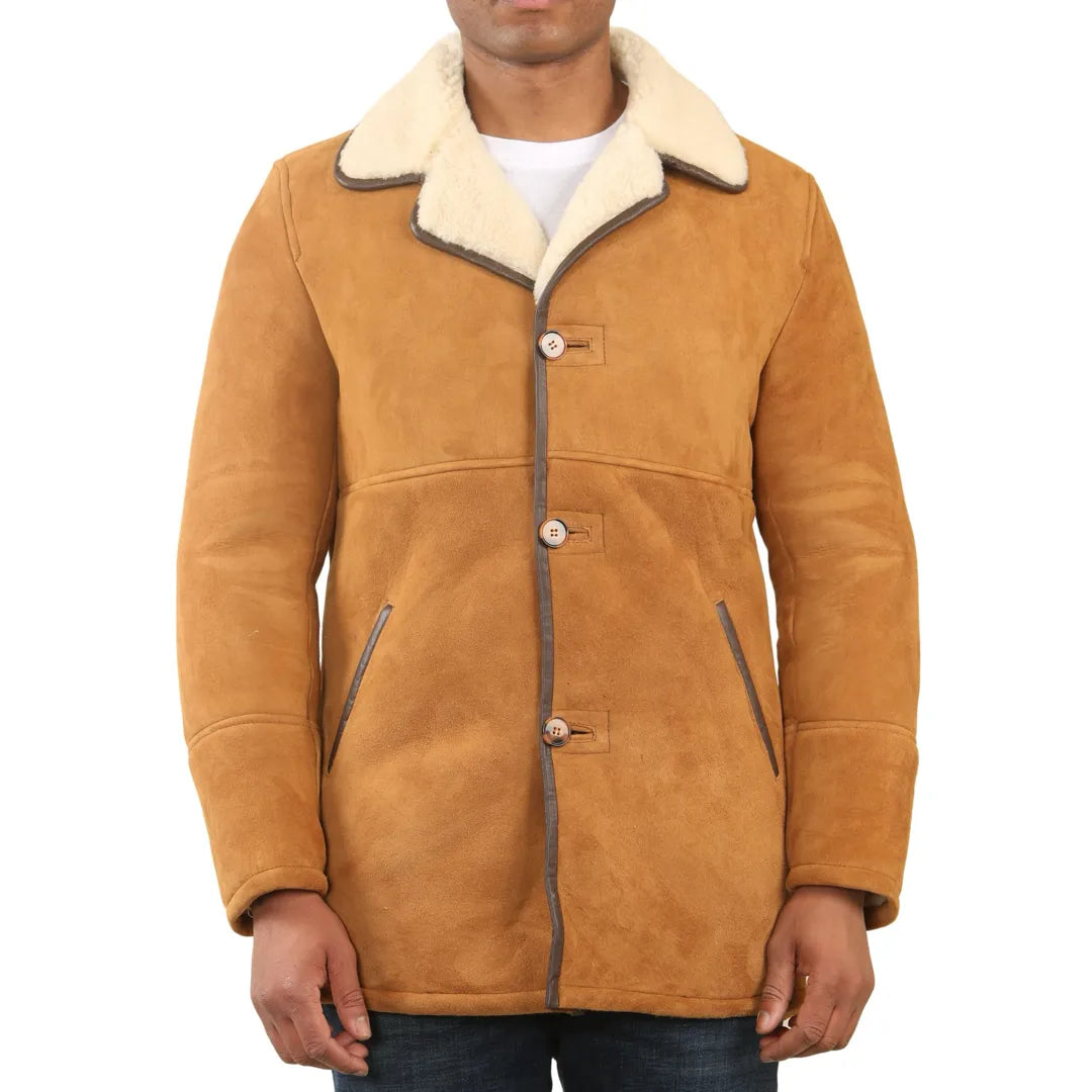 Cappotto da uomo in shearling di pecora color tan - Infinity Leather - 1