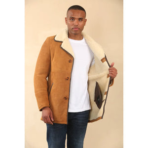 Cappotto da uomo in shearling di pecora color tan - Infinity Leather - 5