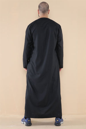 Men's Thobe Jubba Islamic Clothing Muslim Kaftan Emirati Omani Robe Arab Tassel - Black - Thobez - 30