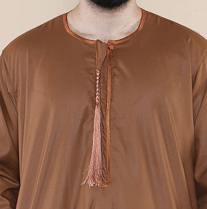 Men's Thobe Jubba Islamic Clothing Muslim Kaftan Emirati Omani Robe Arab Tassel - Camel - Thobez - 11