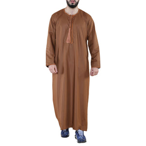 Men's Thobe Jubba Islamic Clothing Muslim Kaftan Emirati Omani Robe Arab Tassel - Camel - Thobez - 7