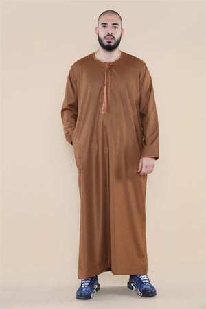 Men's Thobe Jubba Islamic Clothing Muslim Kaftan Emirati Omani Robe Arab Tassel - Camel - Thobez - 9