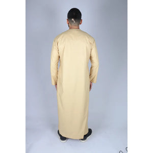 Men's Thobe Jubba Islamic Clothing Muslim Kaftan Emirati Omani Robe Arab Tassel - Cream - Thobez - 45
