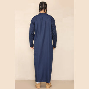 Men's Thobe Jubba Islamic Clothing Muslim Kaftan Emirati Omani Robe Arab Tassel - Navy - Thobez - 20