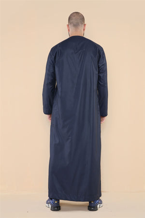 Men's Thobe Jubba Islamic Clothing Muslim Kaftan Emirati Omani Robe Arab Tassel - Navy - Thobez - 6